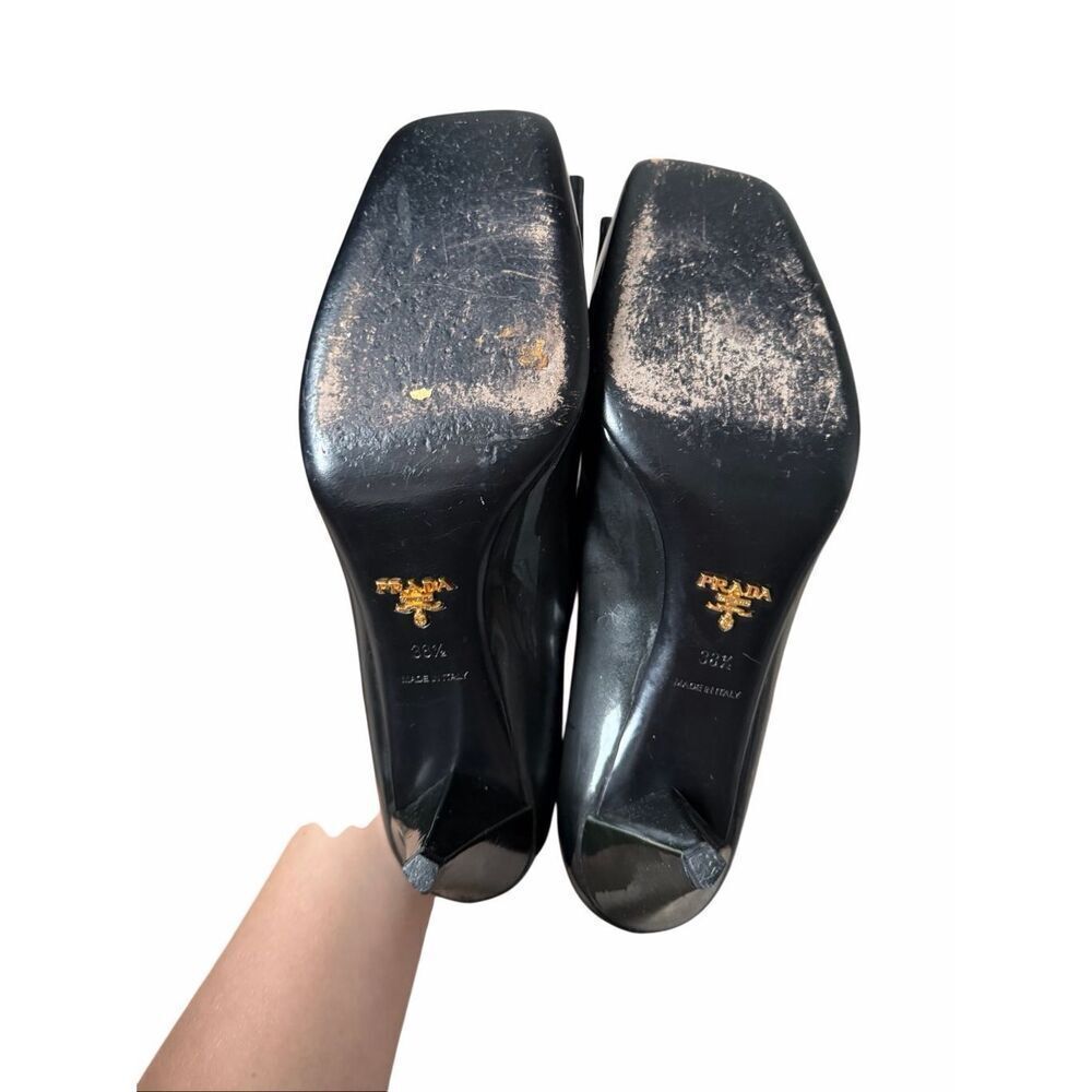 Prada Patent Leather Black Pumps Square Toe EU 38.5 US 8.5 - Picture 6 of 11